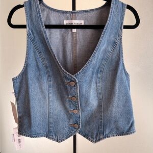 Denim Forum Blue Button-Up Vest